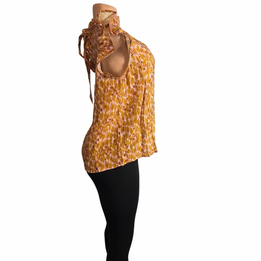 Voy High Neck Ruffled Sleeve Top Multicolor - Picture 8 of 10
